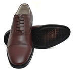Oxford Shoes : Wine leather Oxford Shoes for men with Memory foam footpad. Article : 110CherryBrown