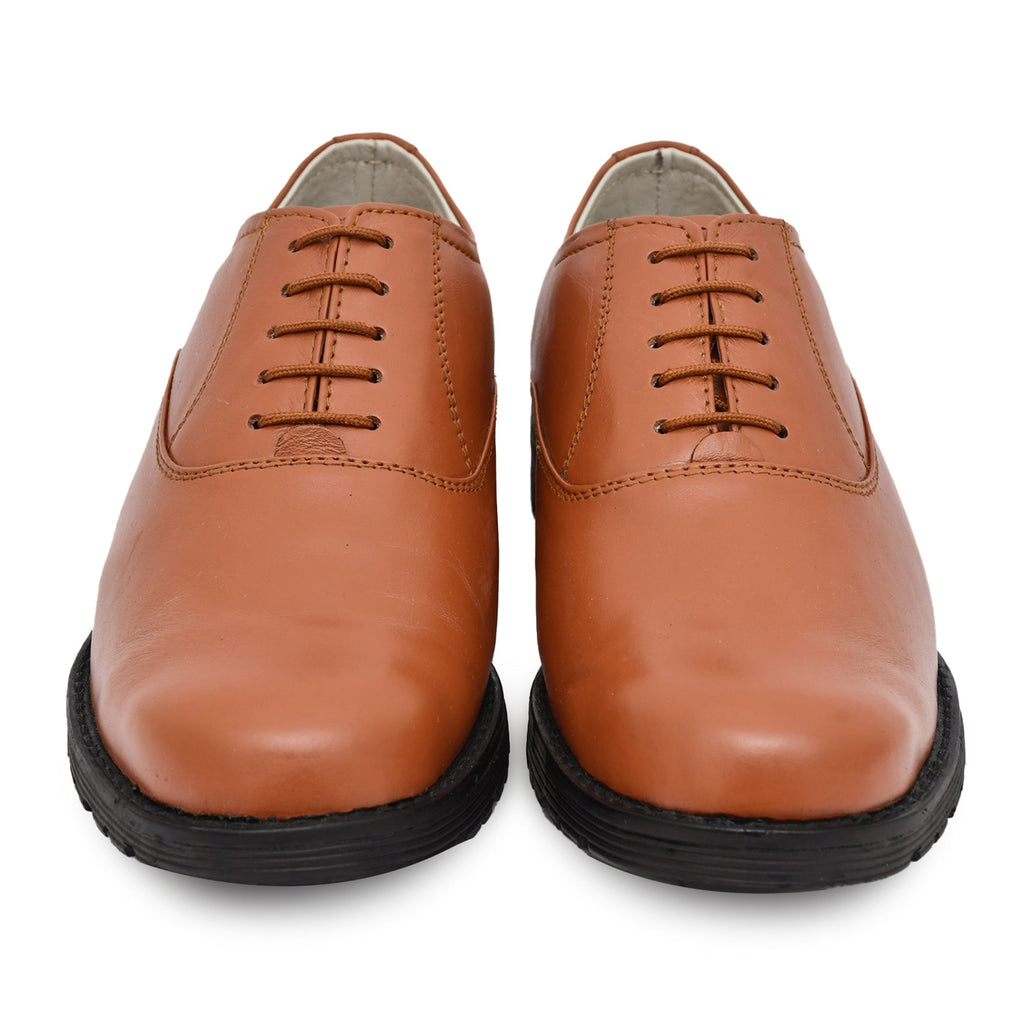Police Derby Shoes : Genuine leather Police Uniform shoes with  Memory foam footpad.  Article-S102-PoliceTan