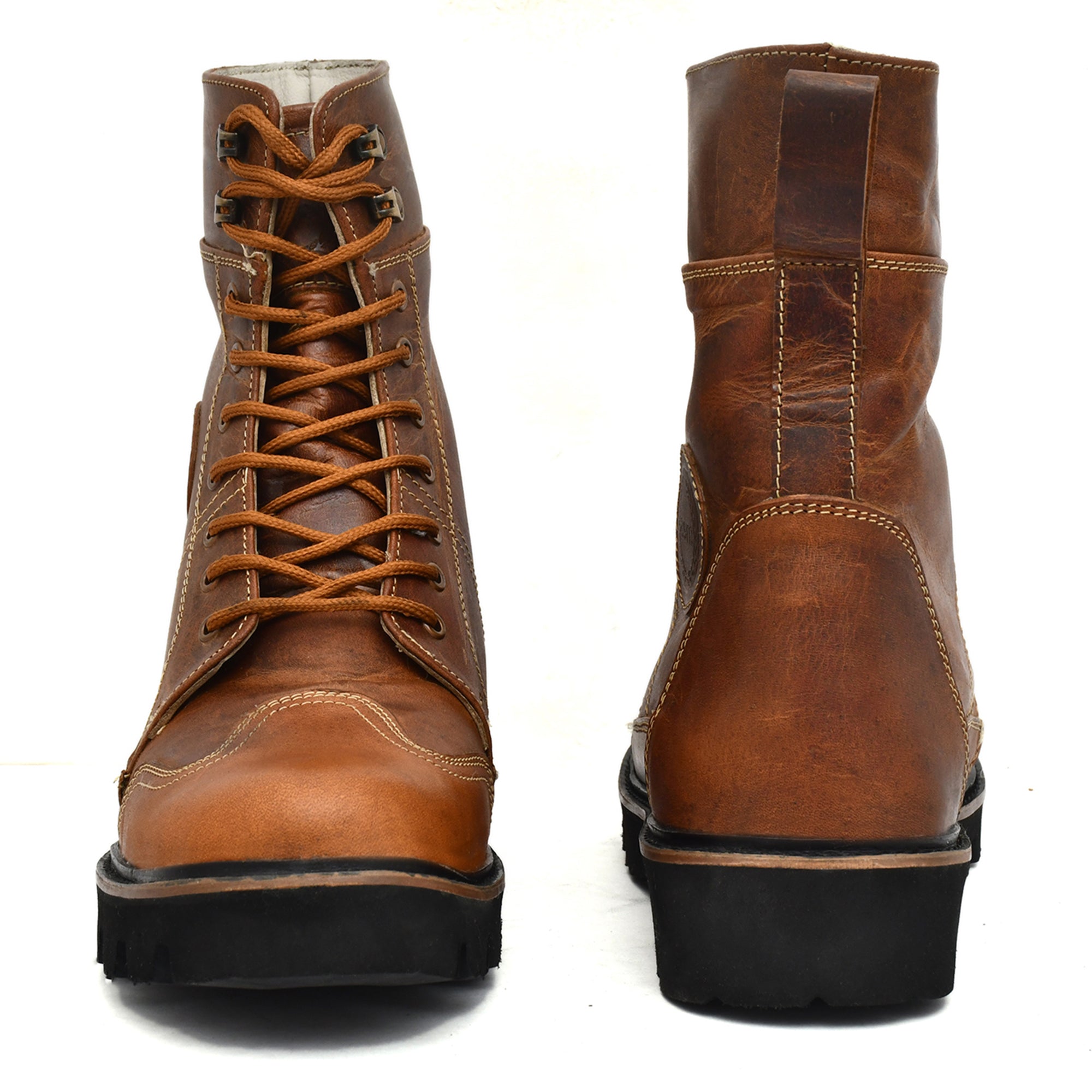 Rider Boots : Urban Rugged Brown leather boots for bikers with EVA Sole.