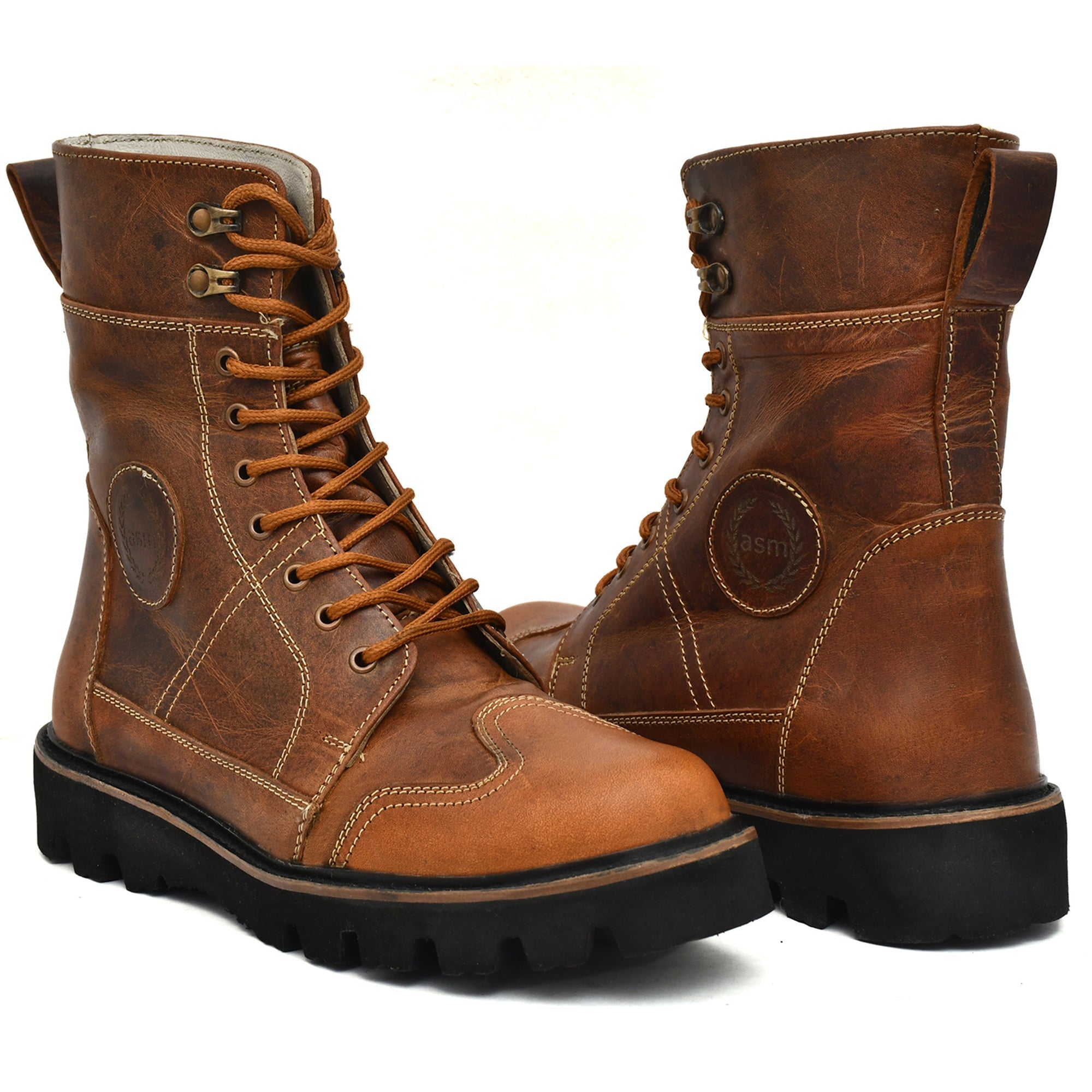 Rider Boots : Urban Rugged Brown leather boots for bikers with EVA Sole.