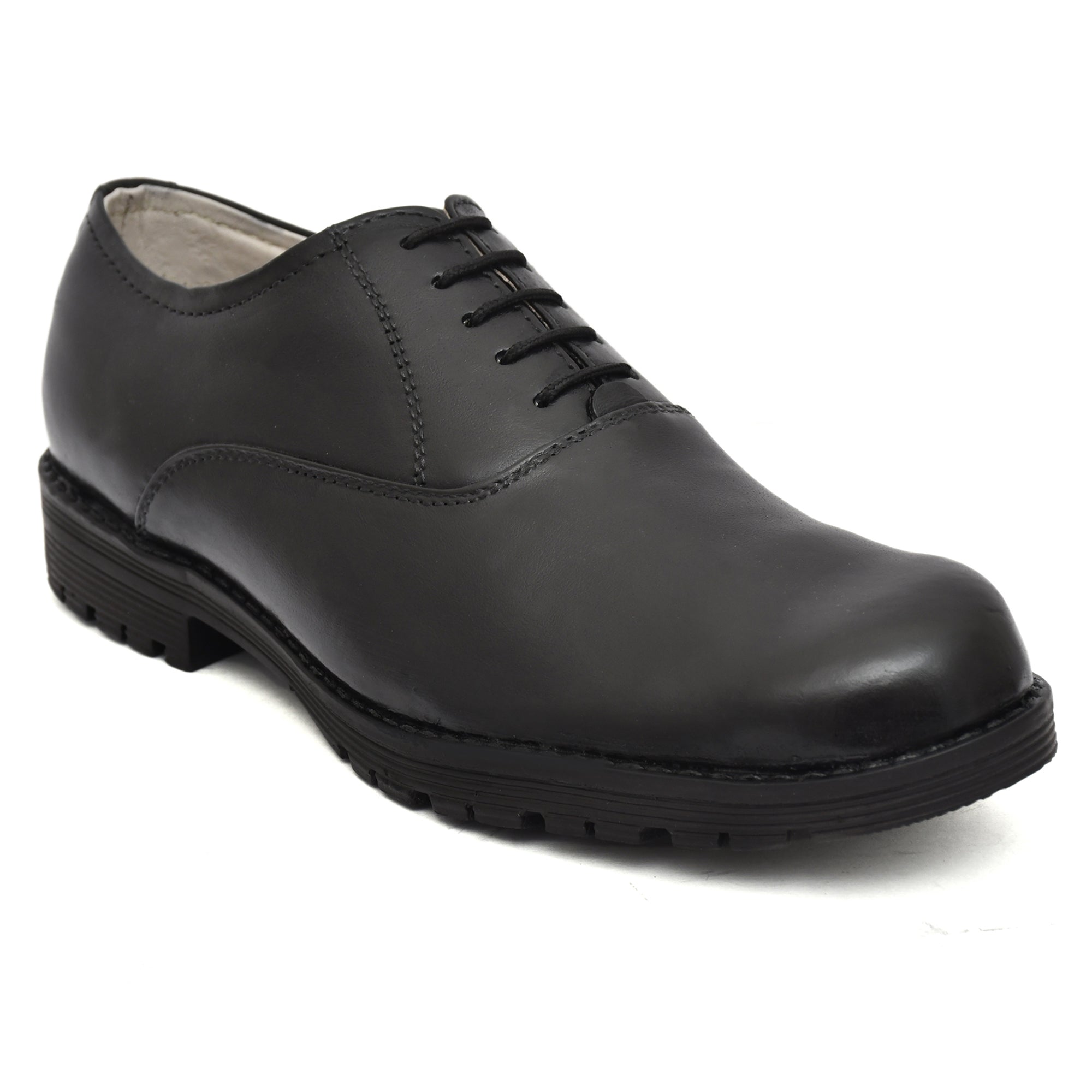 Safety Shoes : Industrial Safety Derby leather Shoes with Steel Toe & Memory foam footpad.