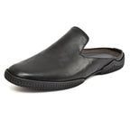 Mules : Black leather Mules with Memory foam footpad. Article :  Flexi02-Black