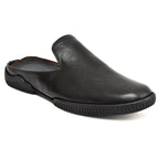 Mules : Black leather Mules with Memory foam footpad. Article :  Flexi02-Black