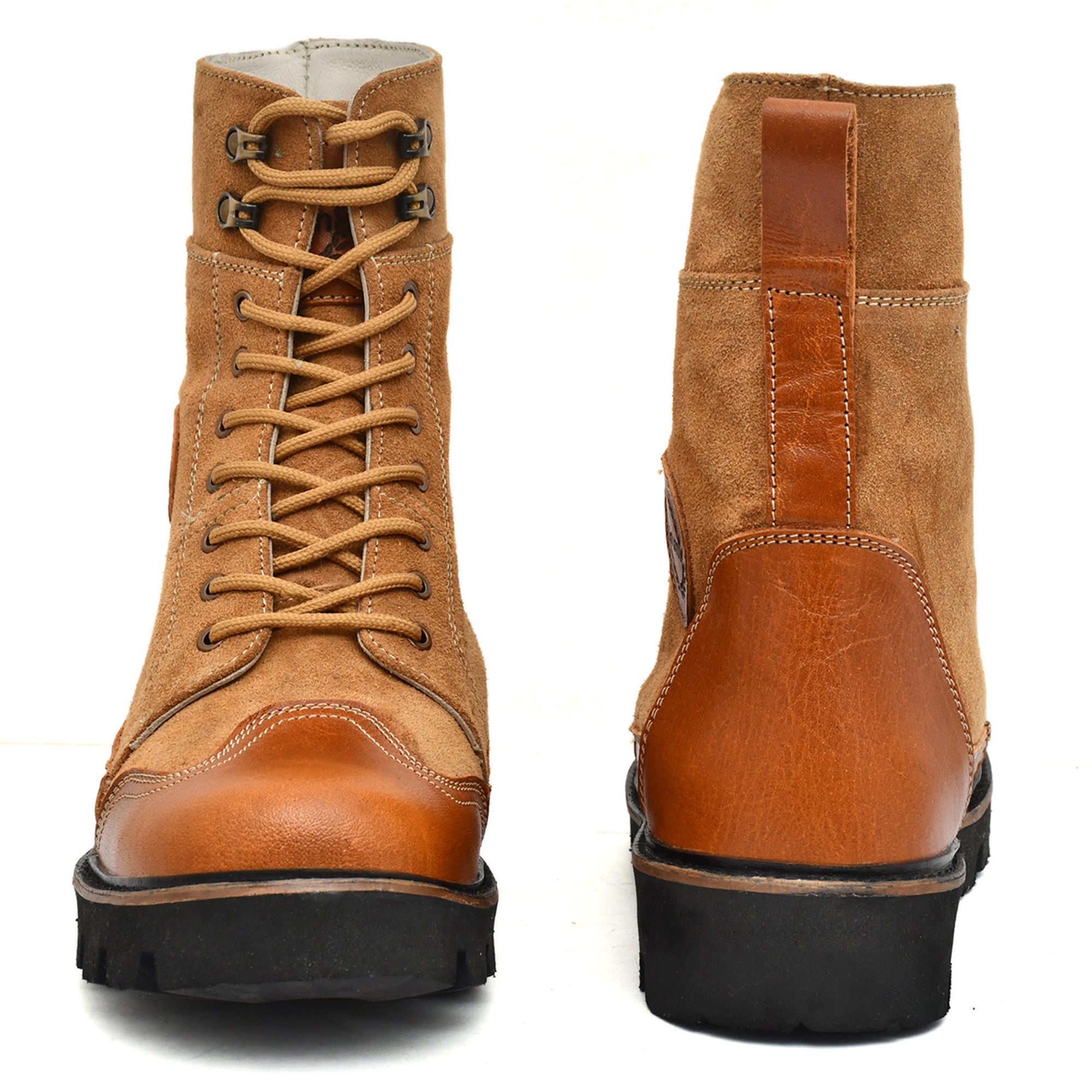 Rider Boots : Urban Rugged & Suede Tan leather boots for bikers with EVA Sole.