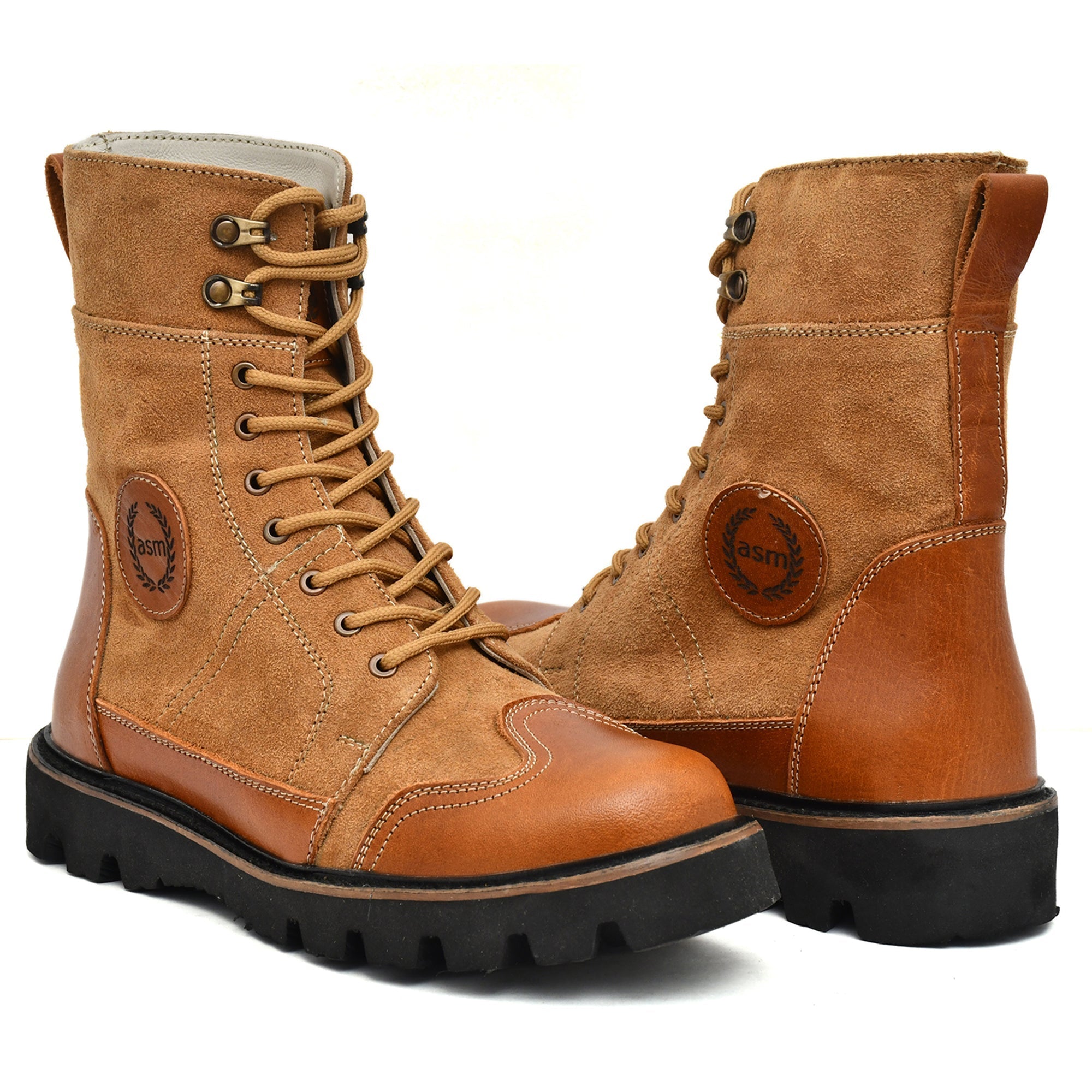 Rider Boots : Urban Rugged & Suede Tan leather boots for bikers with EVA Sole.
