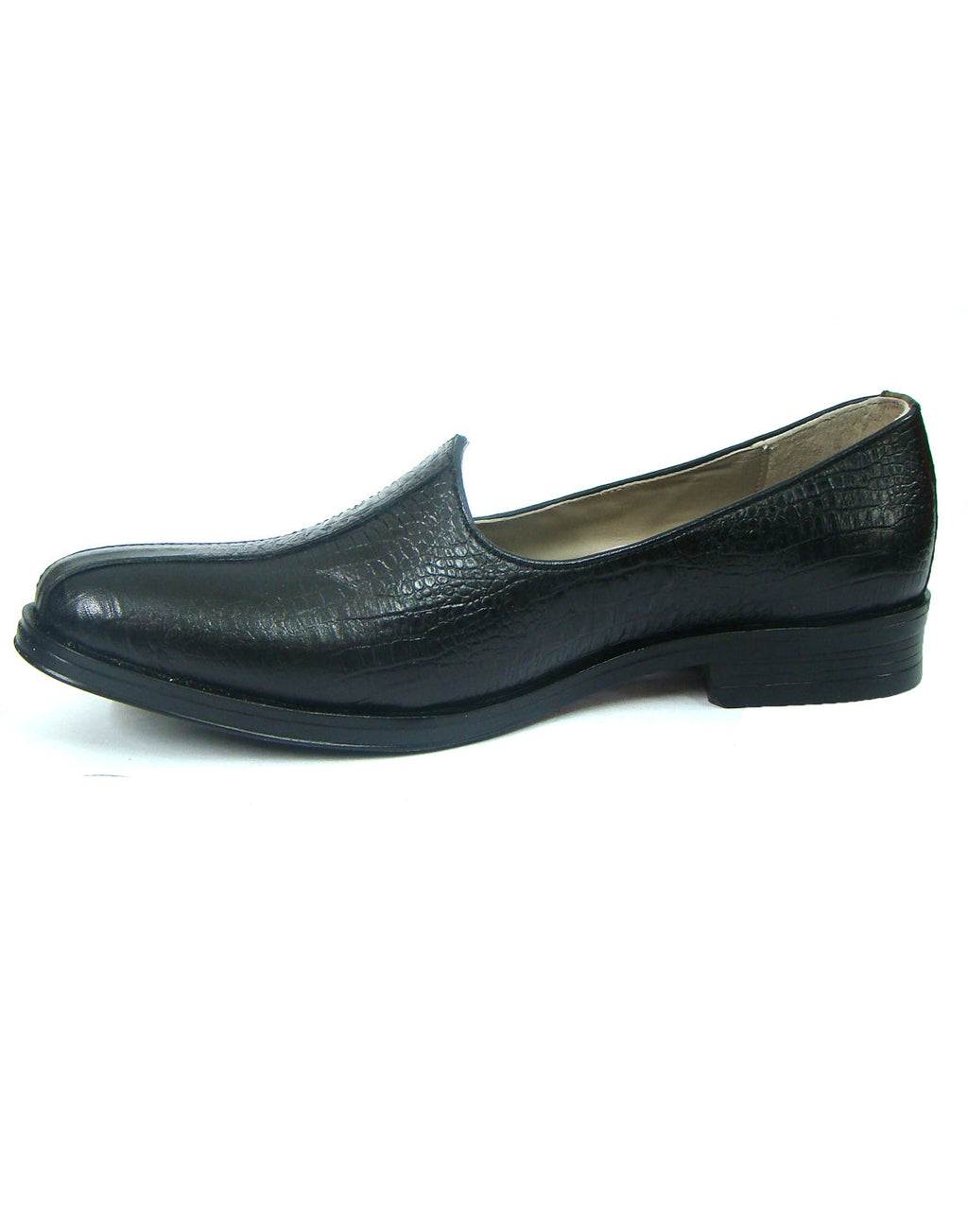 Nagras : Black Croco embossed leather handmade Nagras with Memory foam footpad. Article : N103A