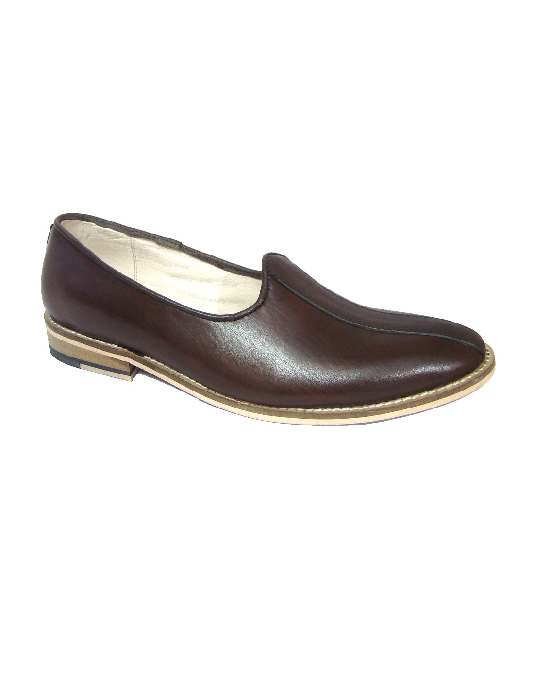 Nagras : Brown leather handmade Nagras with Memory foam footpad. Article : N122