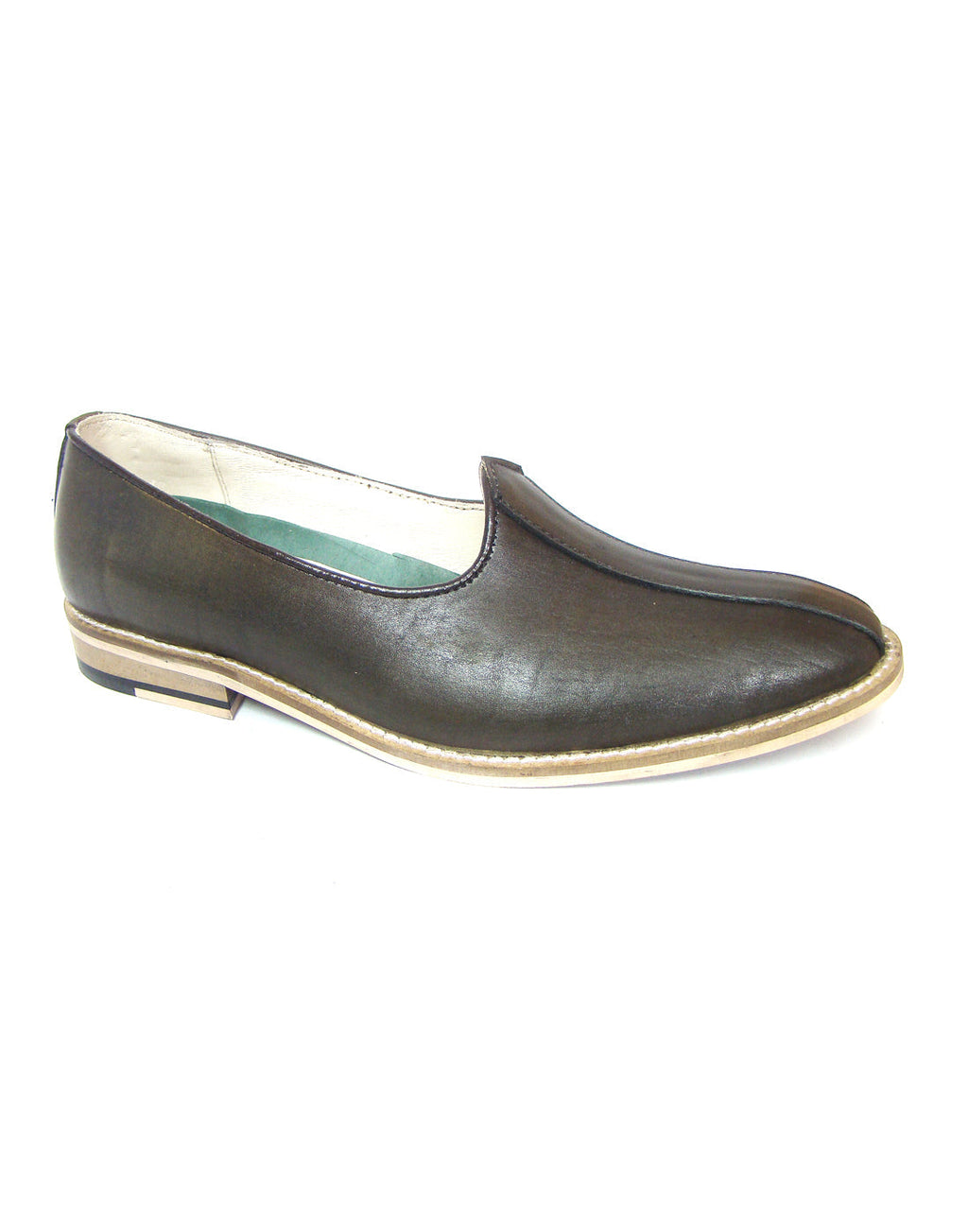 Nagras : Olive Green leather handmade Nagras with Memory foam footpad. Article : N123