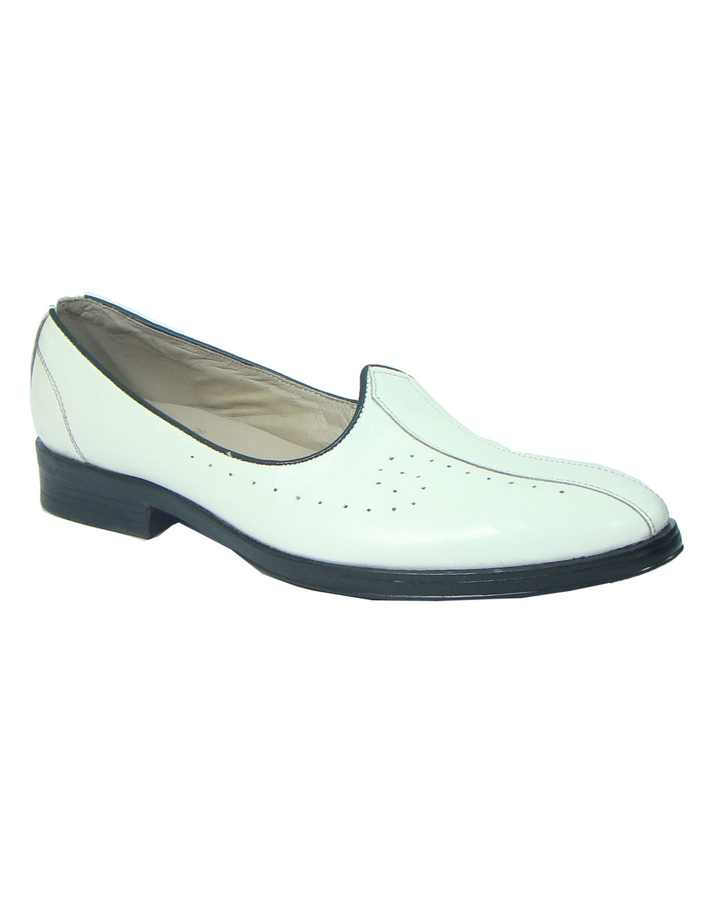 Nagras : White leather handmade Nagras with Memory foam footpad. Article : N101