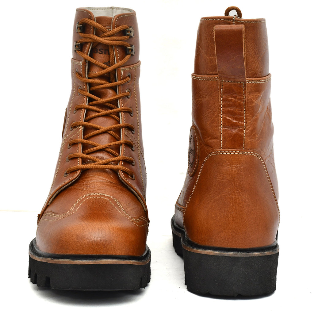 Rider Boots : Urban Rugged Tan leather boots for bikers with EVA Sole.