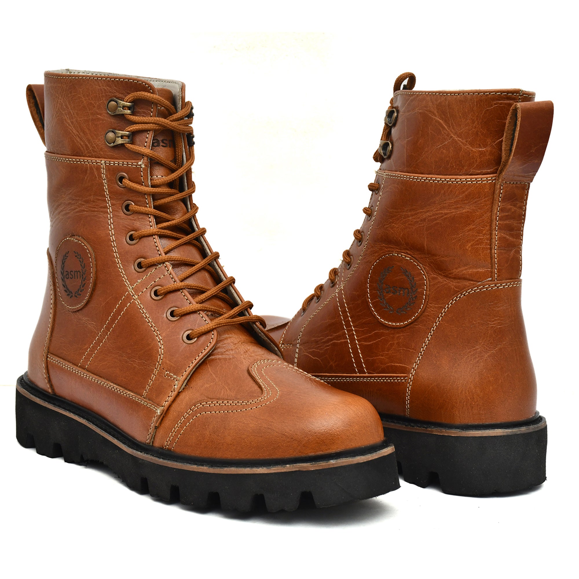 Rider Boots : Urban Rugged Tan leather boots for bikers with EVA Sole.
