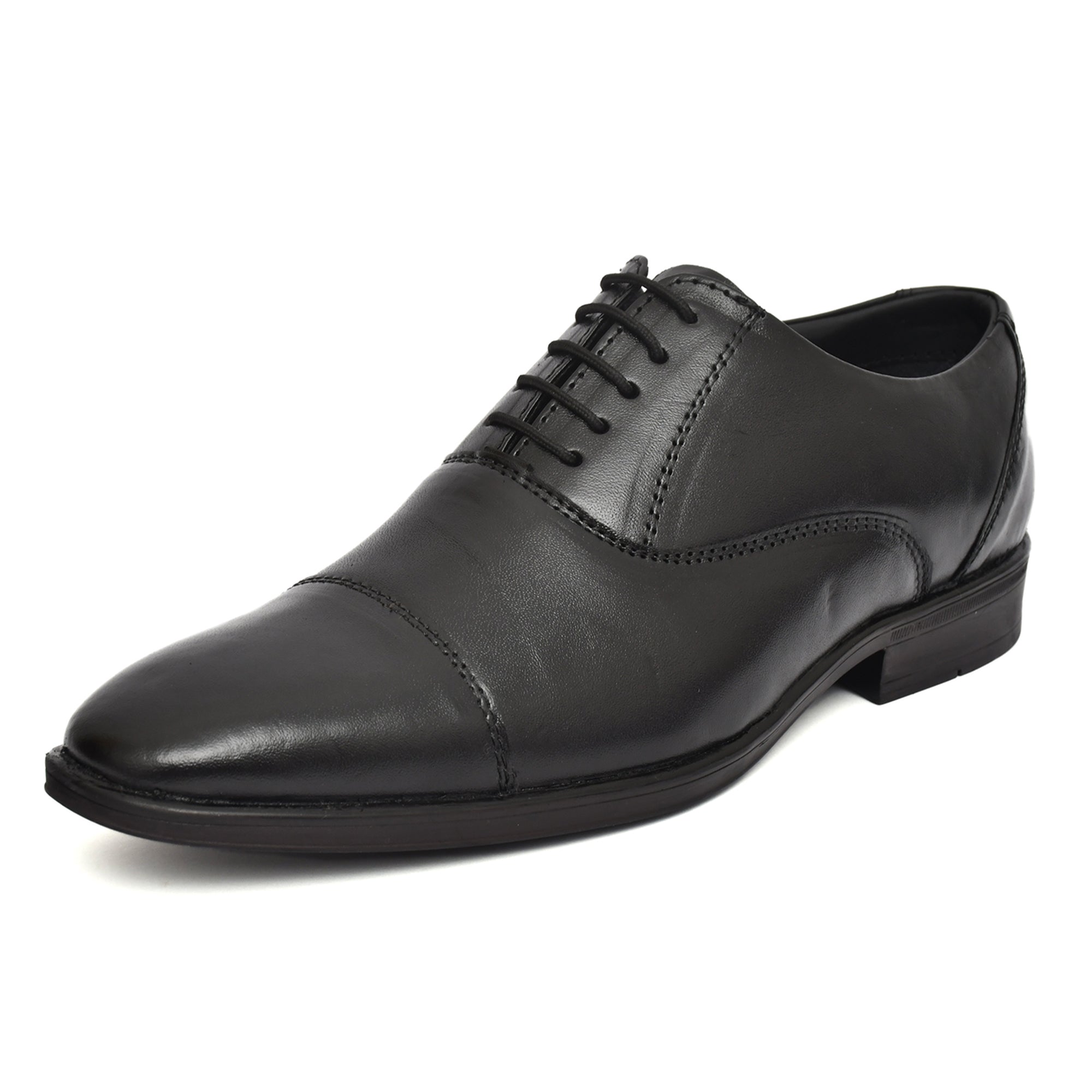 Oxford Shoes : Black Leather Oxford Shoes for men with Memory foam footpad. Article : AL-110Black