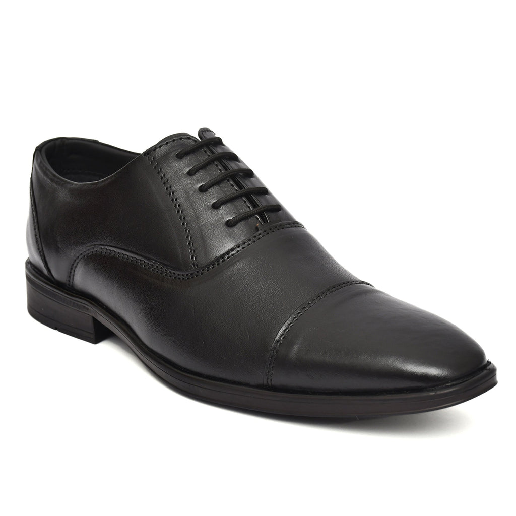 Oxford Shoes : Black Leather Oxford Shoes for men with Memory foam footpad. Article : AL-110Black