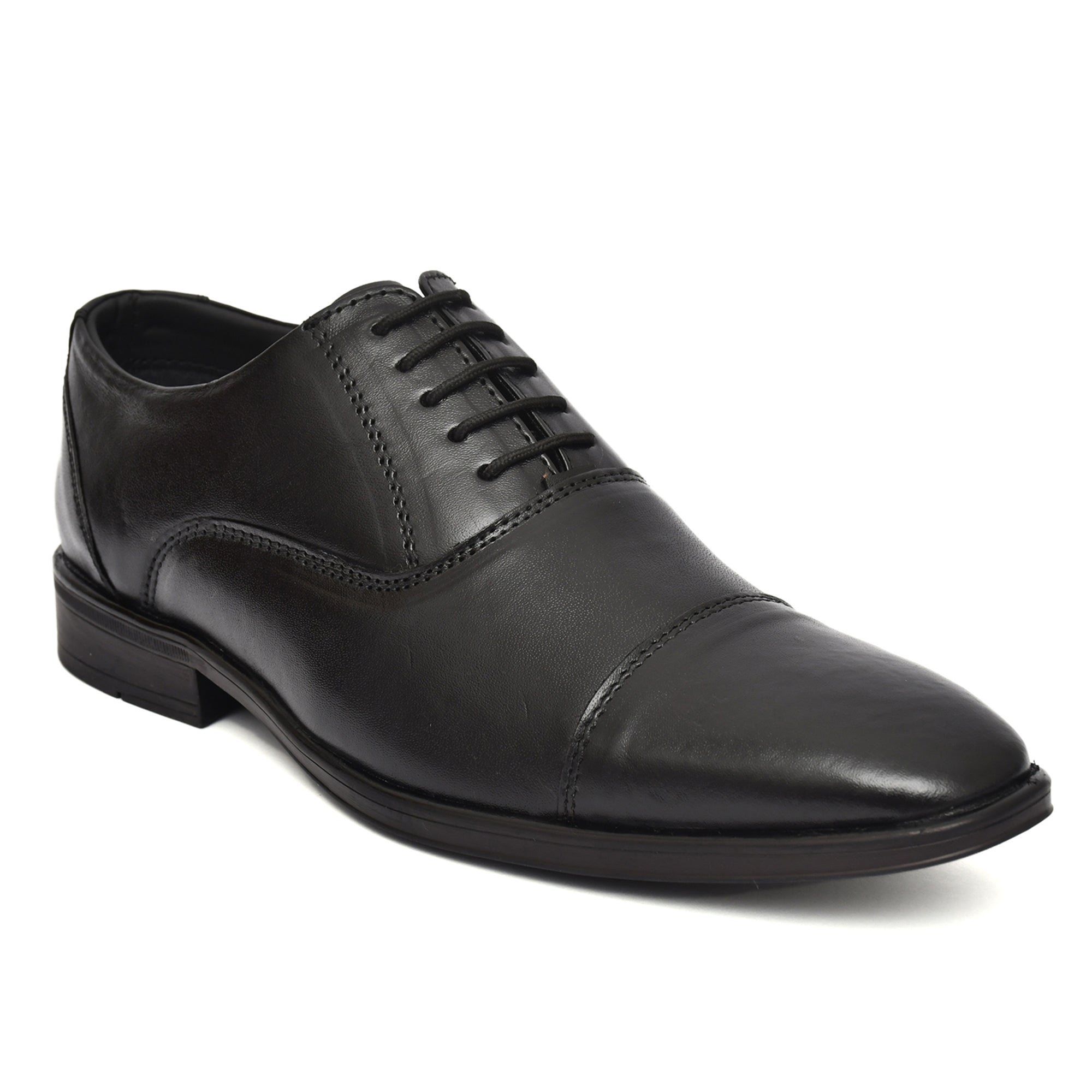 Oxford Shoes : Black Leather Oxford Shoes for men with Memory foam footpad. Article : AL-110Black