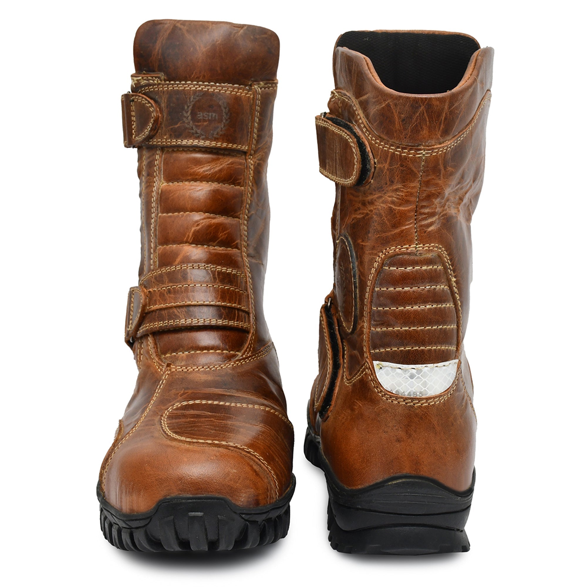 Biker Boots : Waterproof Brown Rugged leather Rider boots for bikers with Memory foam footpad.