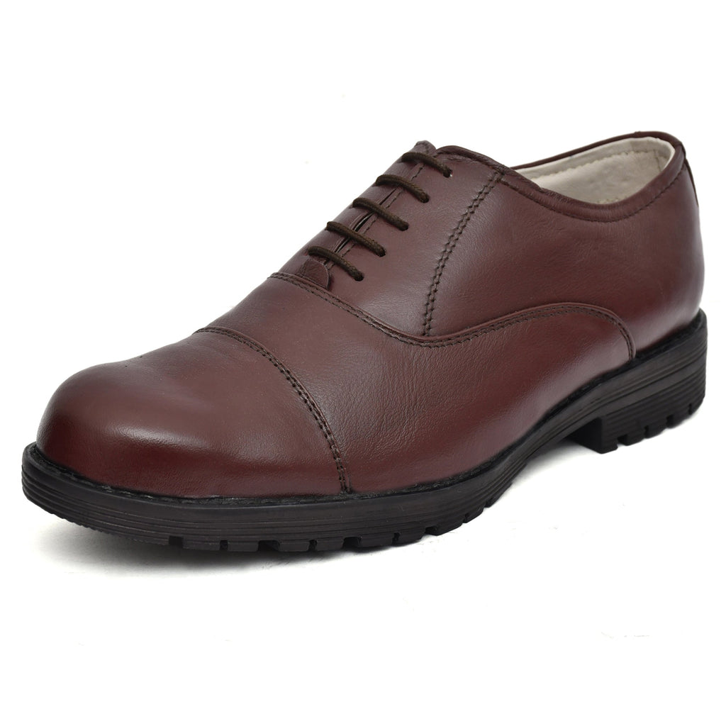 Safety Shoes : Industrial Safety Oxford Wine leather Shoes with Steel Toe & Memory foam footpad. Article : S110-Wine