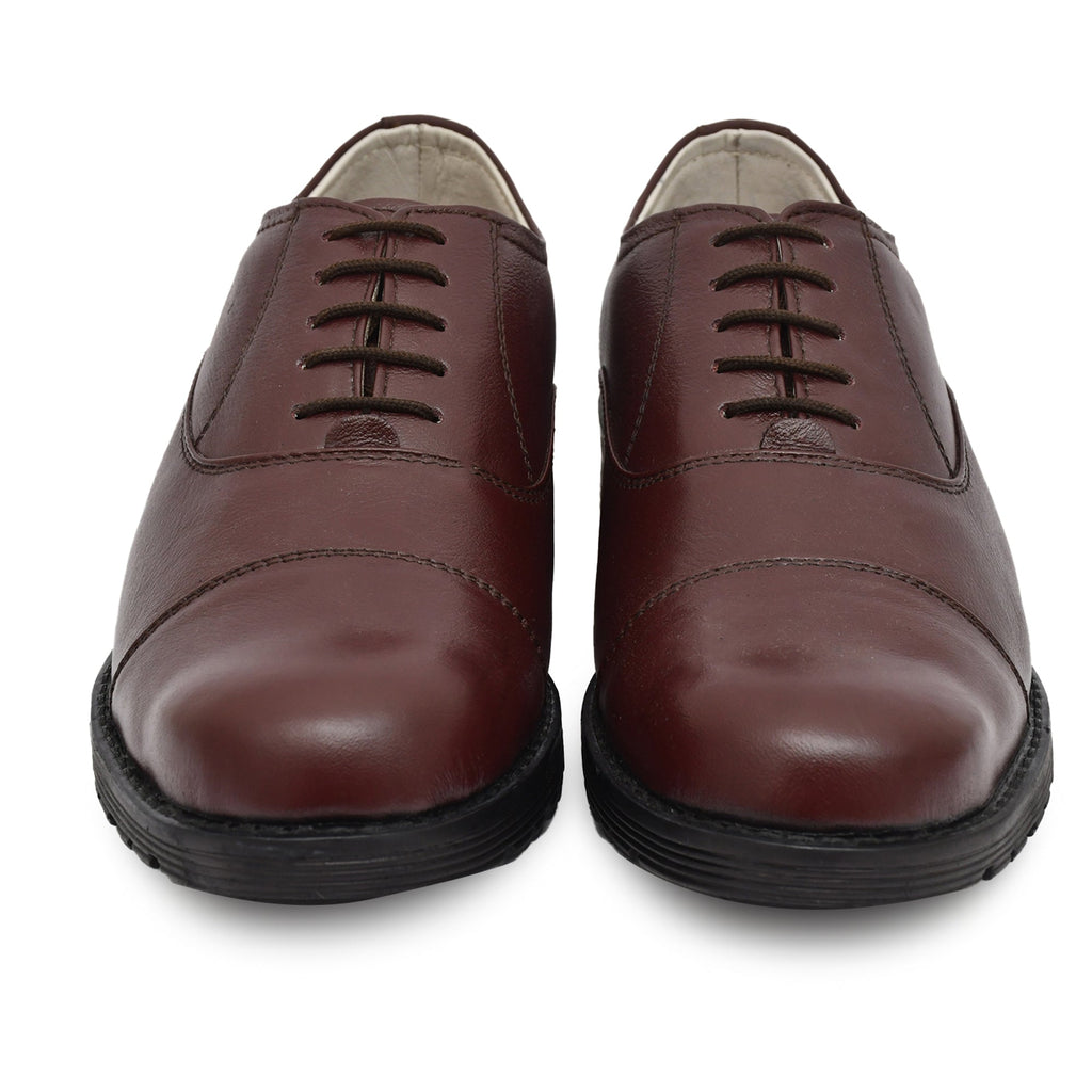 Safety Shoes : Industrial Safety Oxford Wine leather Shoes with Steel Toe & Memory foam footpad. Article : S110-Wine