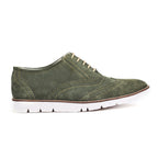 Sneakers : Green Suede leather Sneakers with Memory foam footpad. Article : SN30-Green