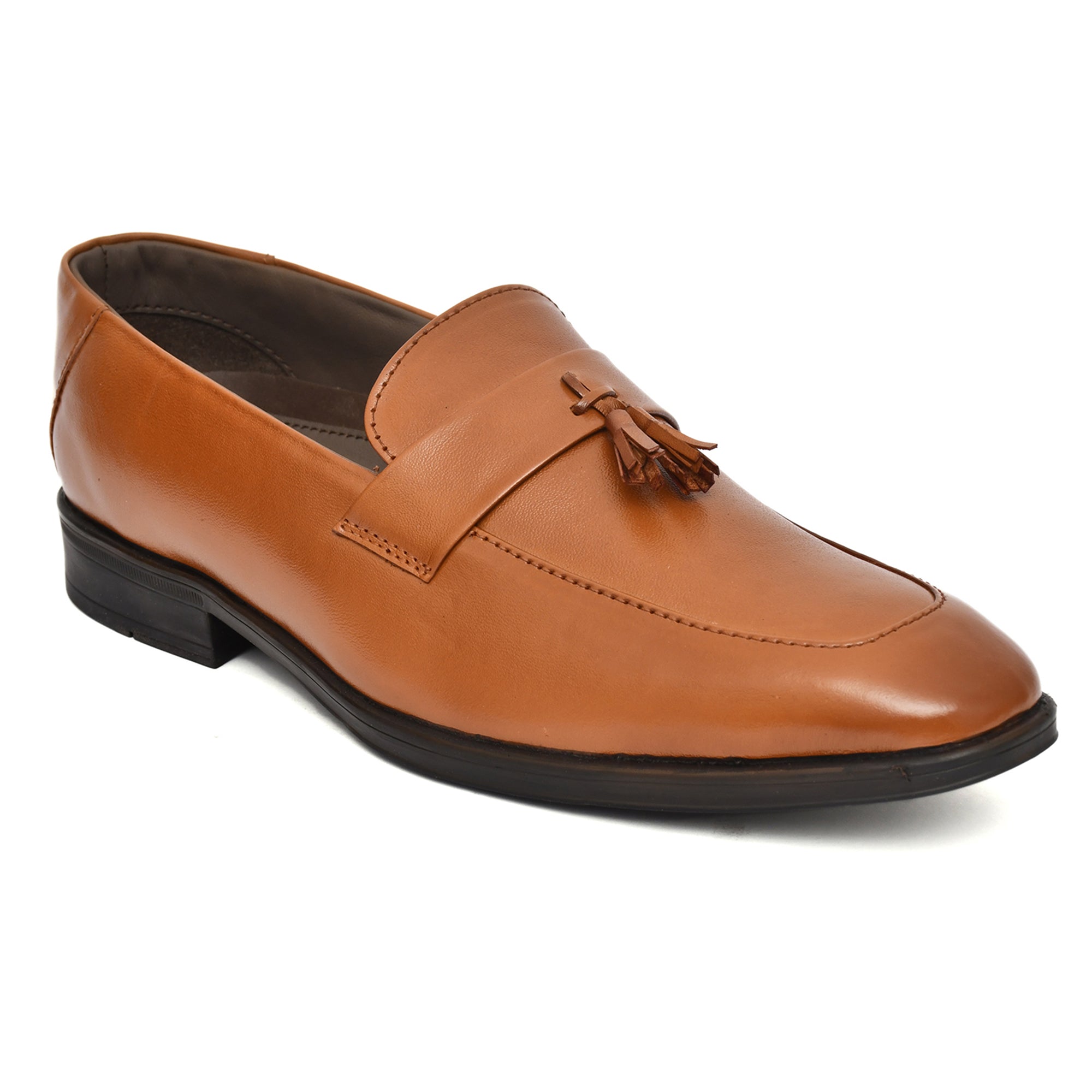 Penny loafers :  Tan leather Penny loafer with Tassel & Memory foam footpad. Article : Al107T-Tan