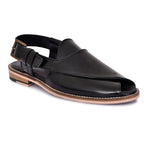 Peshawari : Black leather handmade Peshawari with Memory foam footpad. Article : Peshawari02