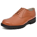 Police Derby Shoes : Genuine leather Police Uniform shoes with  Memory foam footpad.  Article-S102-PoliceTan