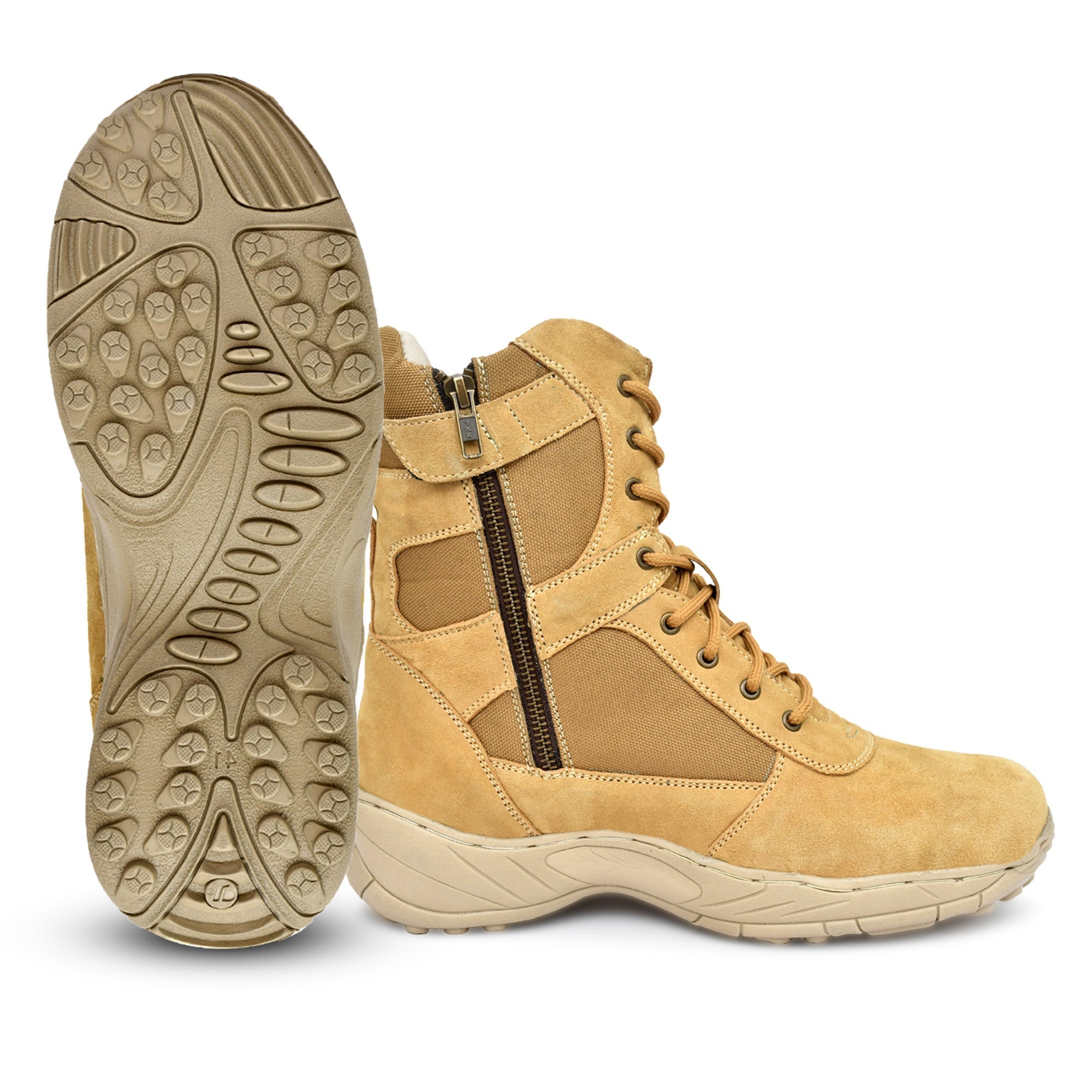 Indian Air Force Uniform Boots : 9 Inches Beige Suede leather Air Force boots for officers with Memory foam footpad.