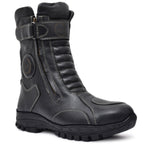 Biker Boots : Waterproof Black leather Rider boots for bikers with Memory foam footpad.