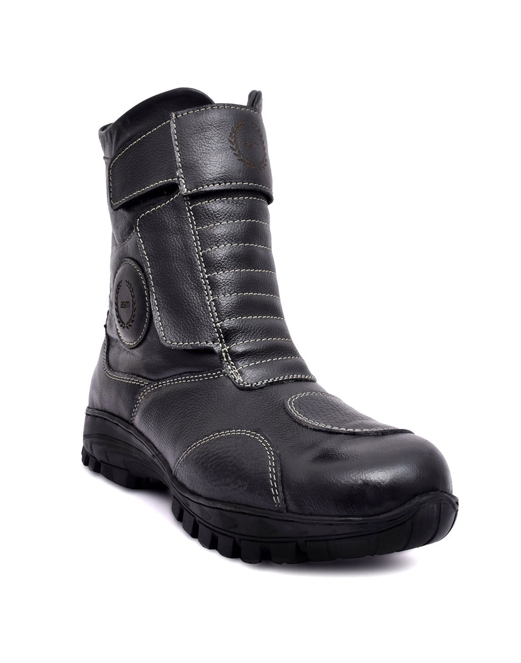Biker Boots : Waterproof Black leather Rider boots for bikers with Memory foam footpad.