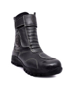 Biker Boots : Waterproof Black leather Rider boots for bikers with Memory foam footpad.