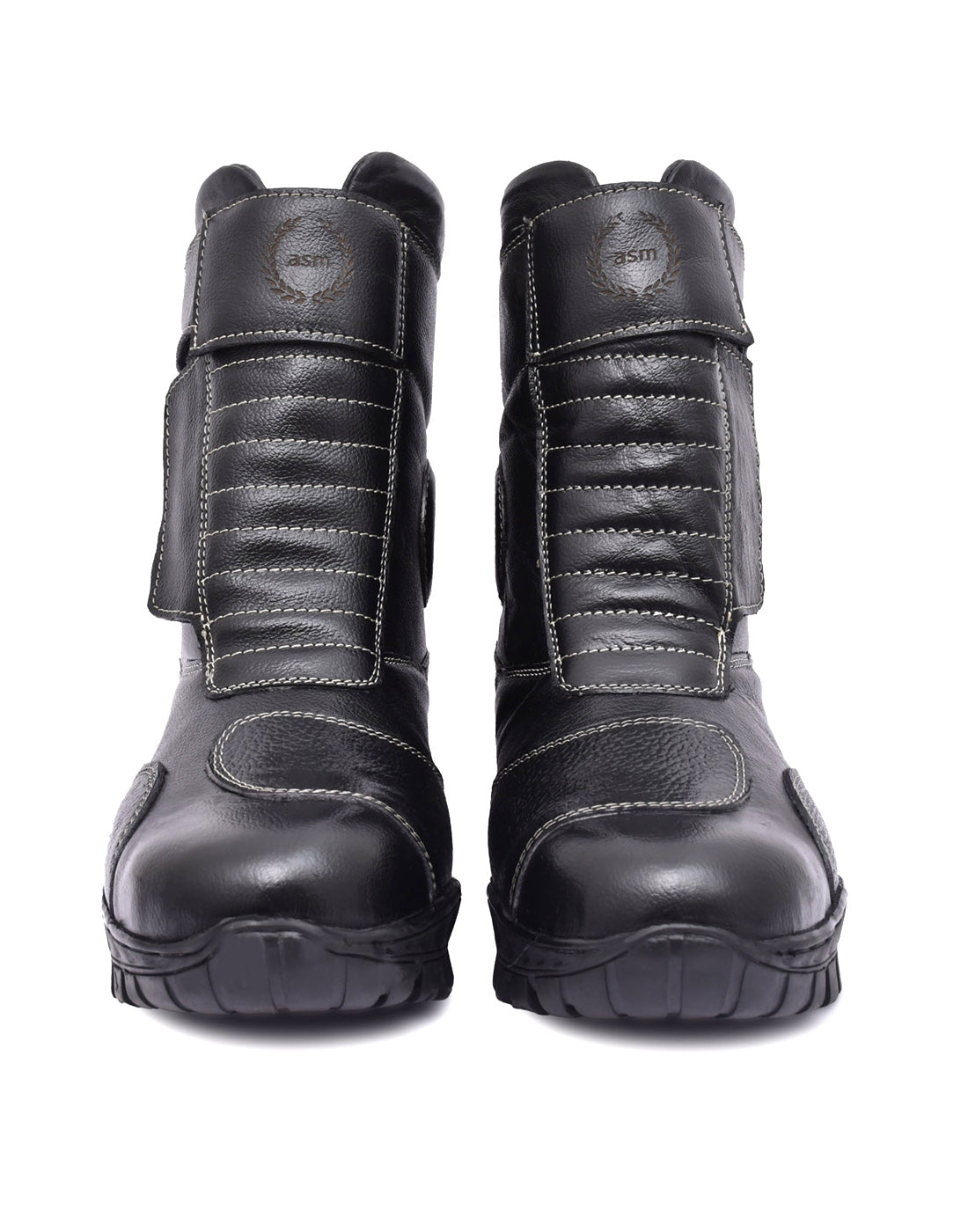 Biker Boots : Waterproof Black leather Rider boots for bikers with Memory foam footpad.