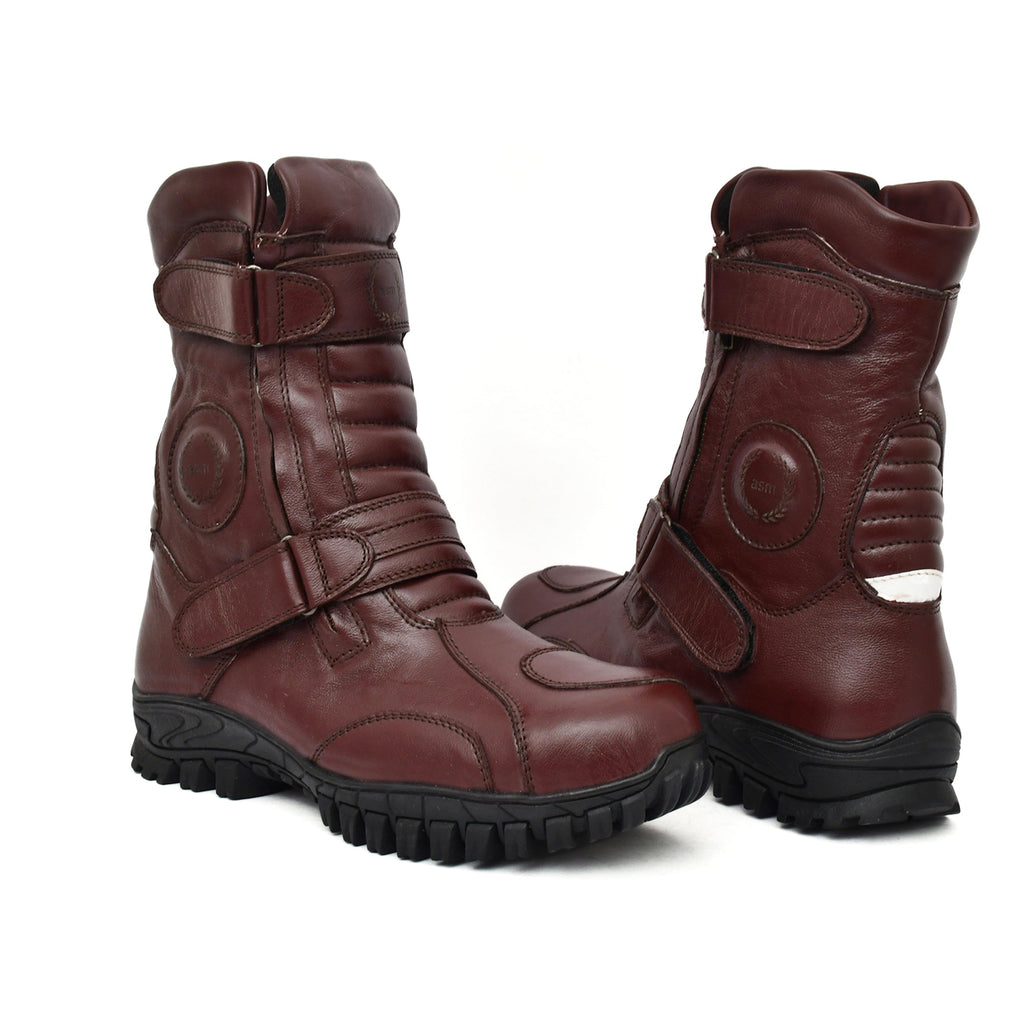 Biker Boots : Waterproof wine leather Rider boots for bikers with Memory foam footpad.