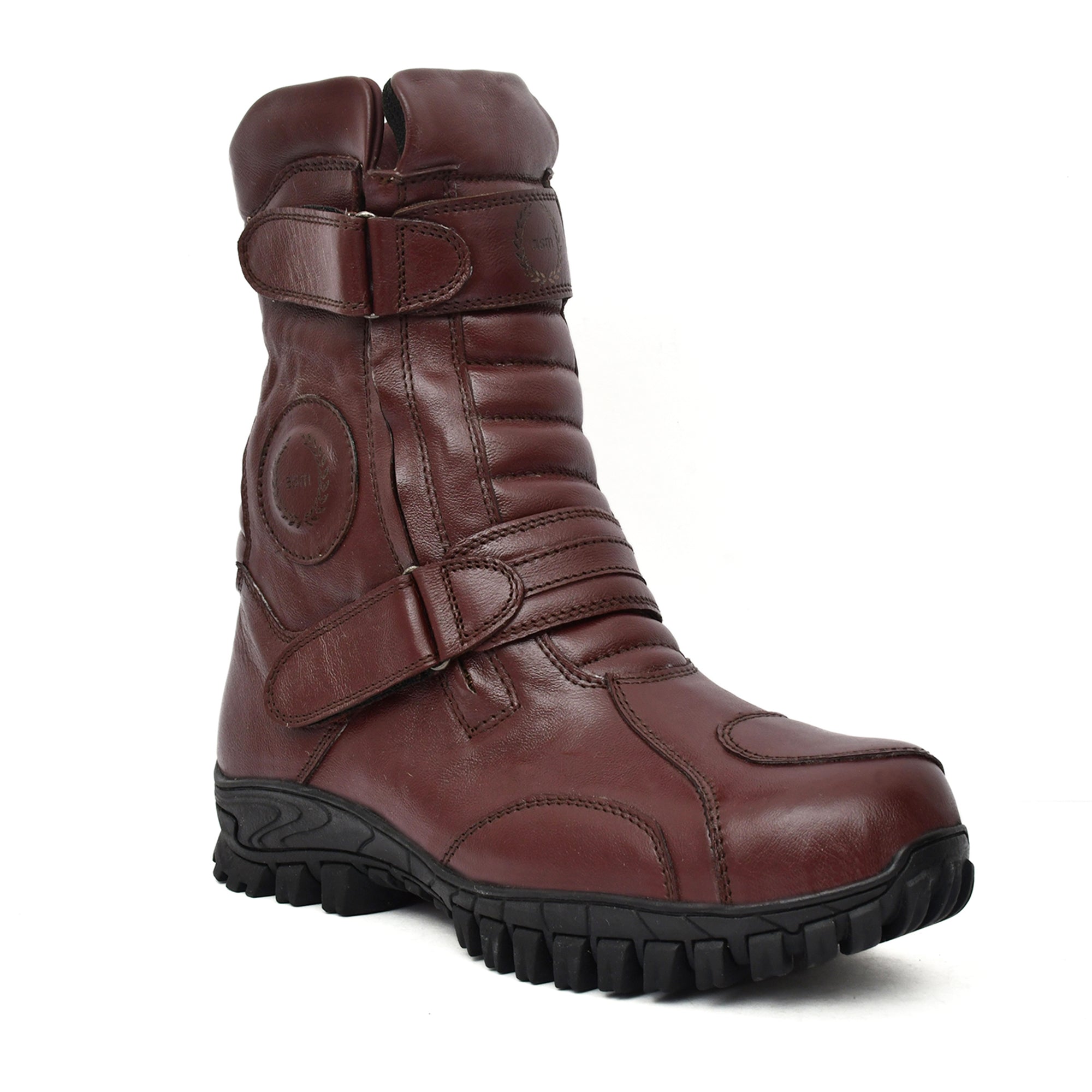 Biker Boots : Waterproof wine leather Rider boots for bikers with Memory foam footpad.