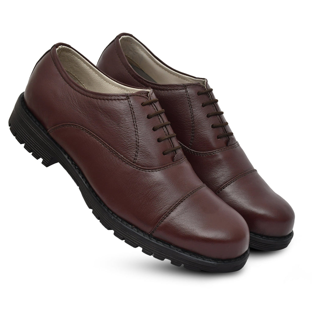 Safety Shoes : Industrial Safety Oxford Wine leather Shoes with Steel Toe & Memory foam footpad. Article : S110-Wine