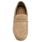 Moccasins : Light Brown Suede leather handmade Moccasins with Memory foam footpad. Article :  HU003-LBrown
