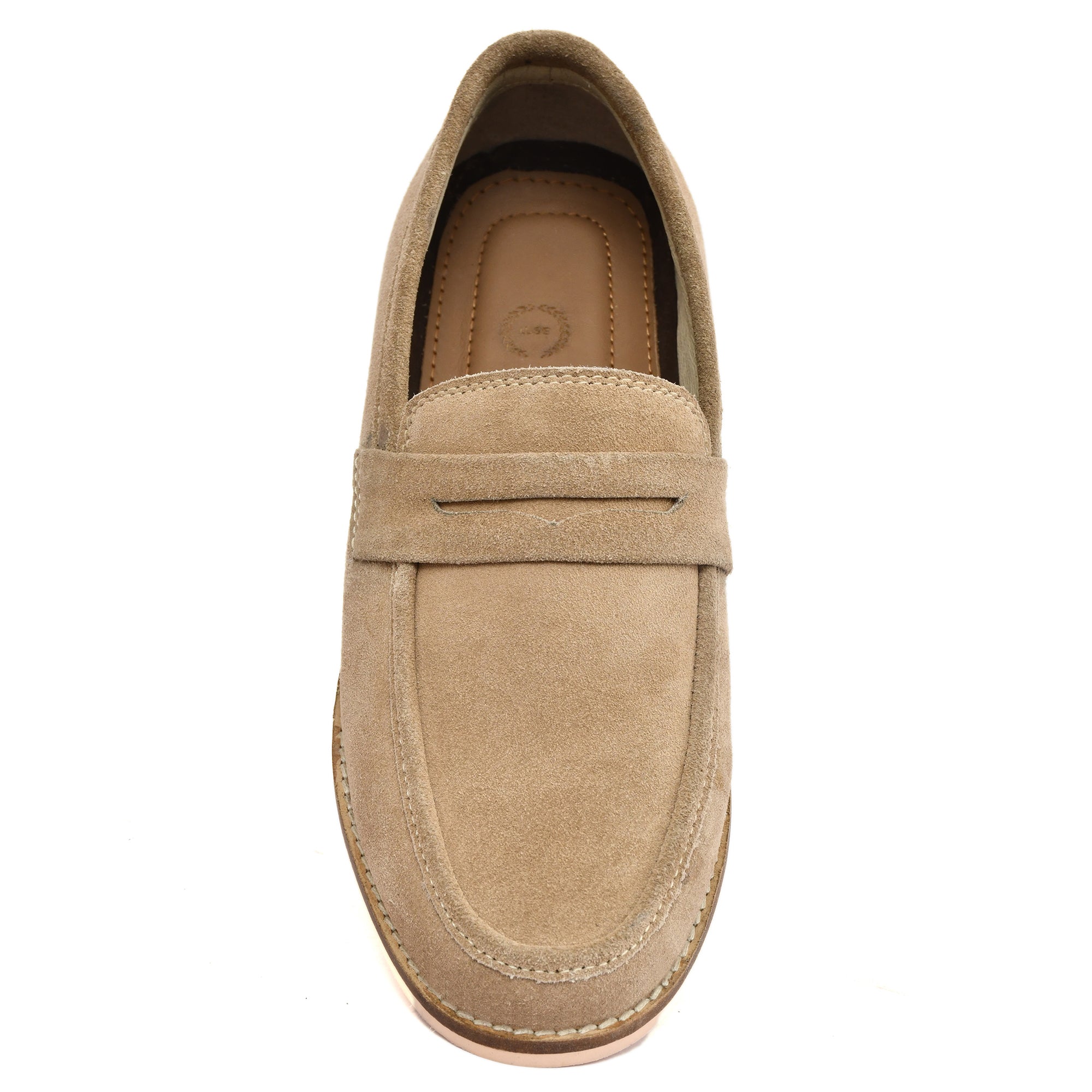 Moccasins : Light Brown Suede leather handmade Moccasins with Memory foam footpad. Article :  HU003-LBrown