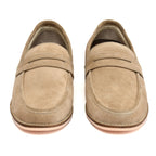 Moccasins : Light Brown Suede leather handmade Moccasins with Memory foam footpad. Article :  HU003-LBrown