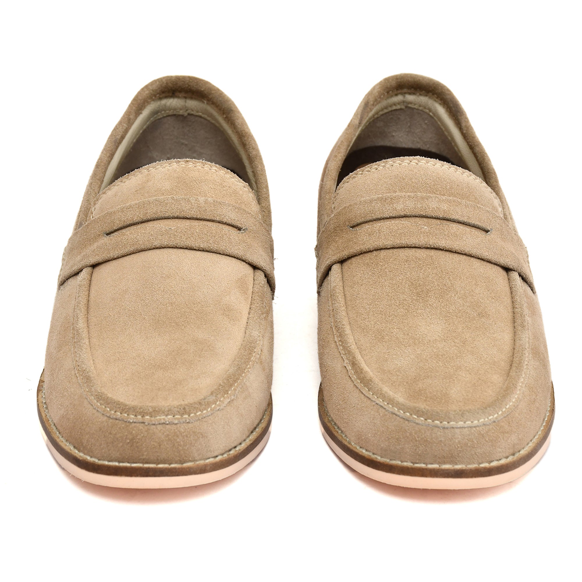 Moccasins : Light Brown Suede leather handmade Moccasins with Memory foam footpad. Article :  HU003-LBrown