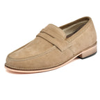 Moccasins : Light Brown Suede leather handmade Moccasins with Memory foam footpad. Article :  HU003-LBrown
