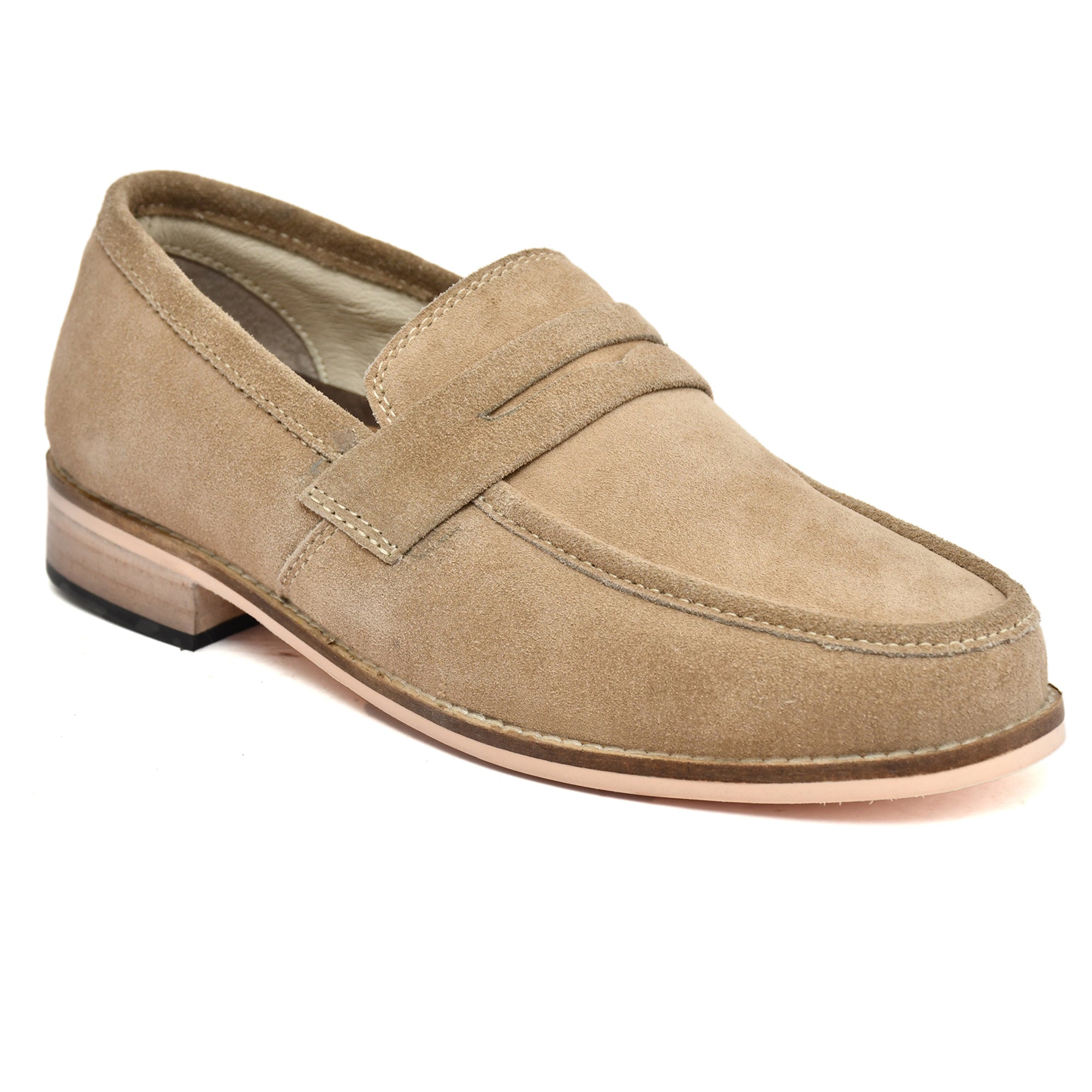 Moccasins : Light Brown Suede leather handmade Moccasins with Memory foam footpad. Article :  HU003-LBrown