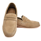 Moccasins : Light Brown Suede leather handmade Moccasins with Memory foam footpad. Article :  HU003-LBrown
