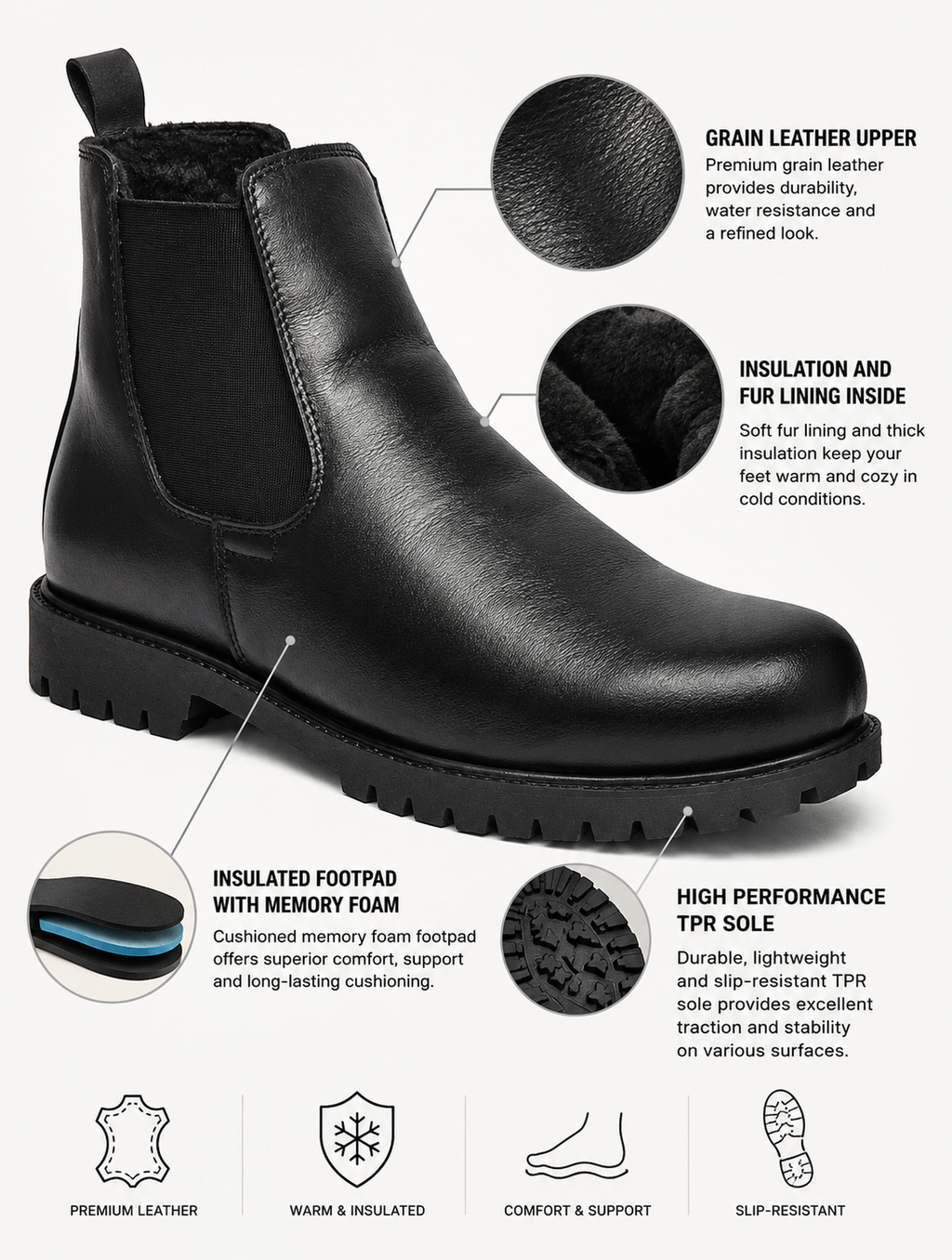 Snow Boot Chelsea - Black