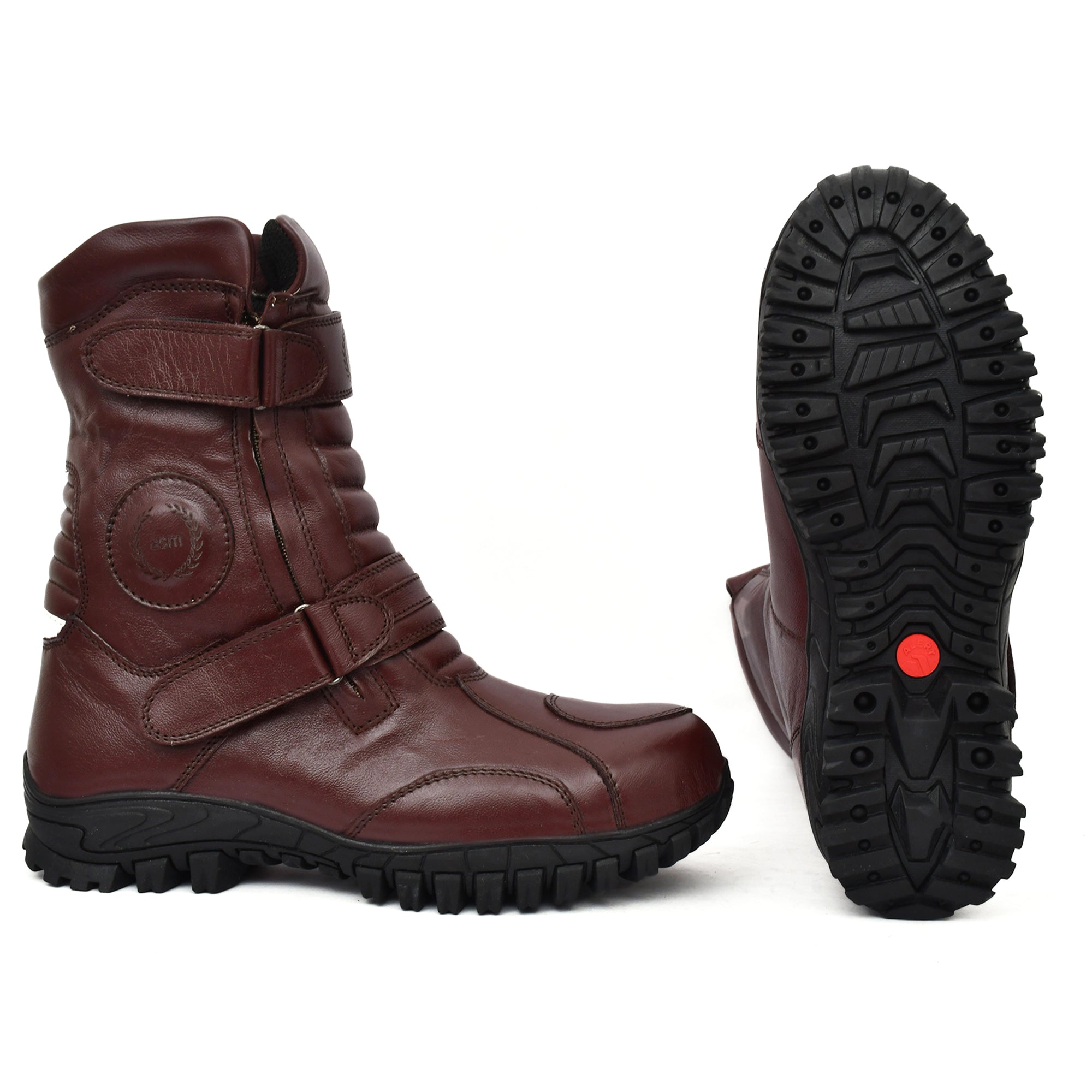 Biker Boots : Waterproof wine leather Rider boots for bikers with Memory foam footpad.