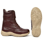 Biker Boots : Cherry leather Rider boots for bikers with side chain & Memory foam footpad.