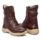 Biker Boots : Cherry leather Rider boots for bikers with side chain & Memory foam footpad.