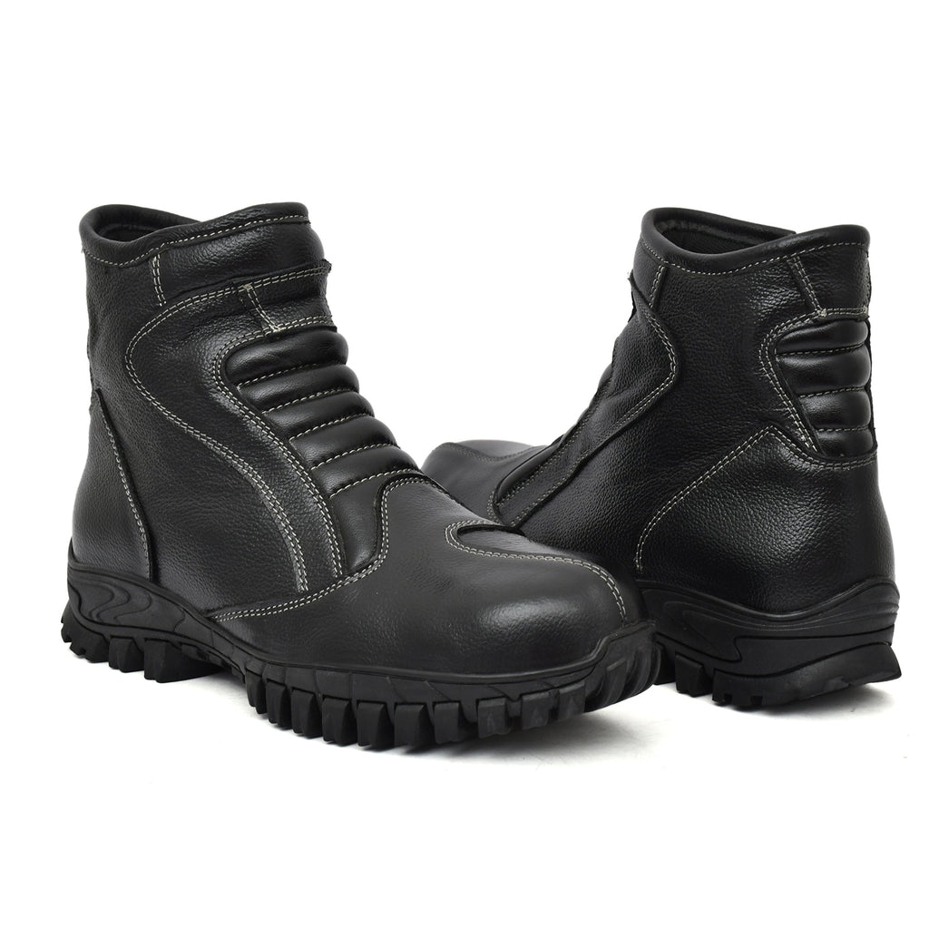 Biker Boots : Black leather Rider boots for bikers with Steel toe.