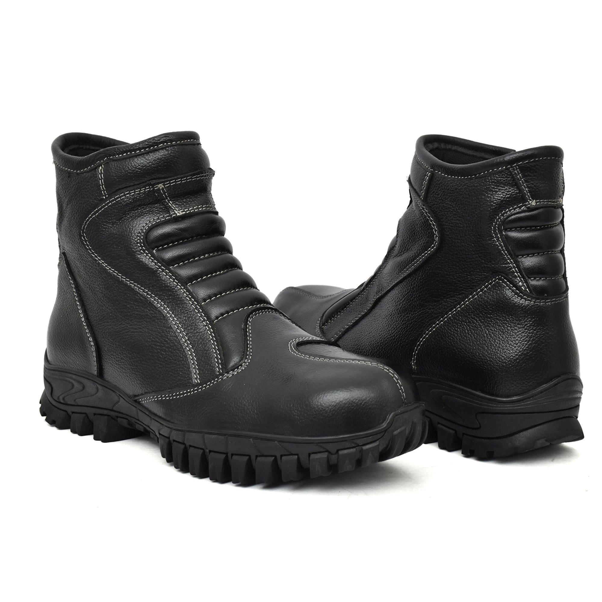 Biker Boots : Black leather Rider boots for bikers with Steel toe.