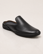 amisar Slip-On Mule Design Premium Black Leather Upper TPR Sole side view