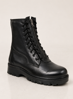 amisar Pilot Boot black Grain Leather Upper Zip and Lace Closure PU Sole side view