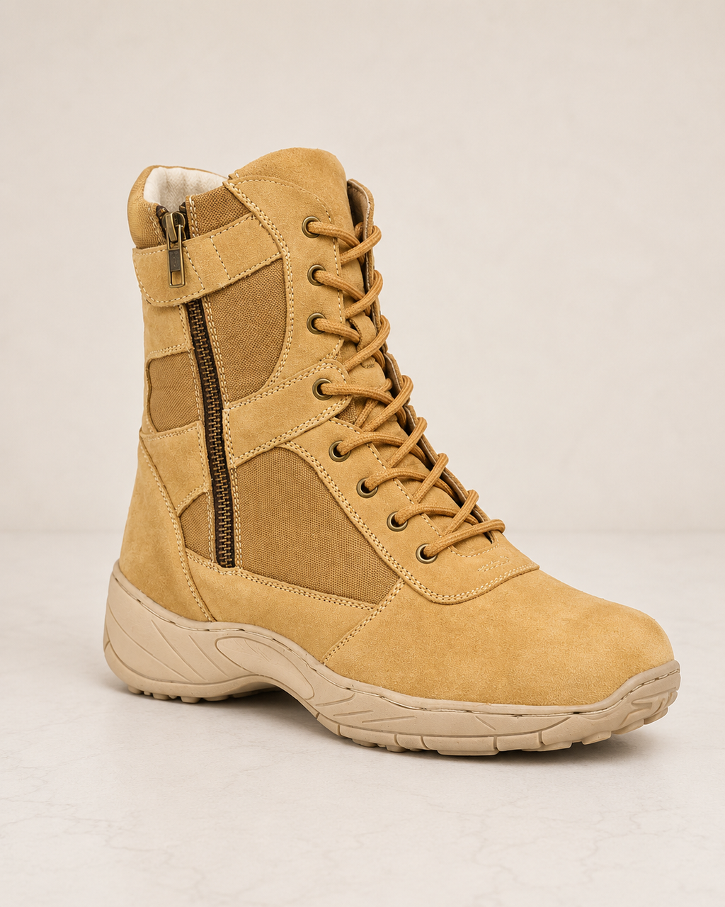 amisar air force boot beige Suede Leather Upper High Performance Phylon Sole 9 Inch Military Height Soft Breathable Leather Lining side view