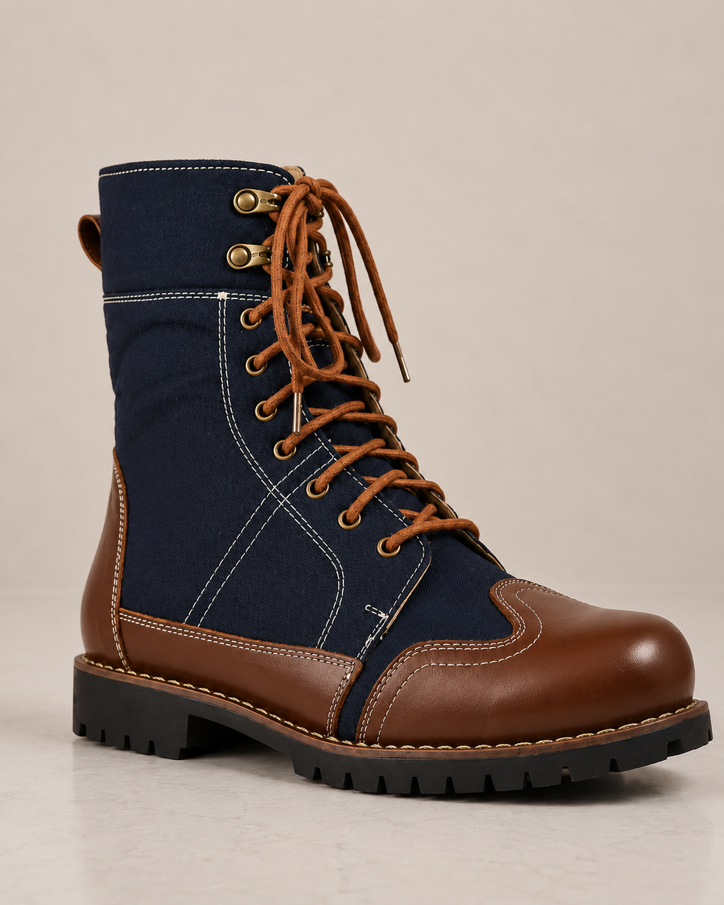 amisar Leather & Fabric Upper blue black Soft Breathable Leather Lining Memory Foam Footpad High Performance TPR Sole side view